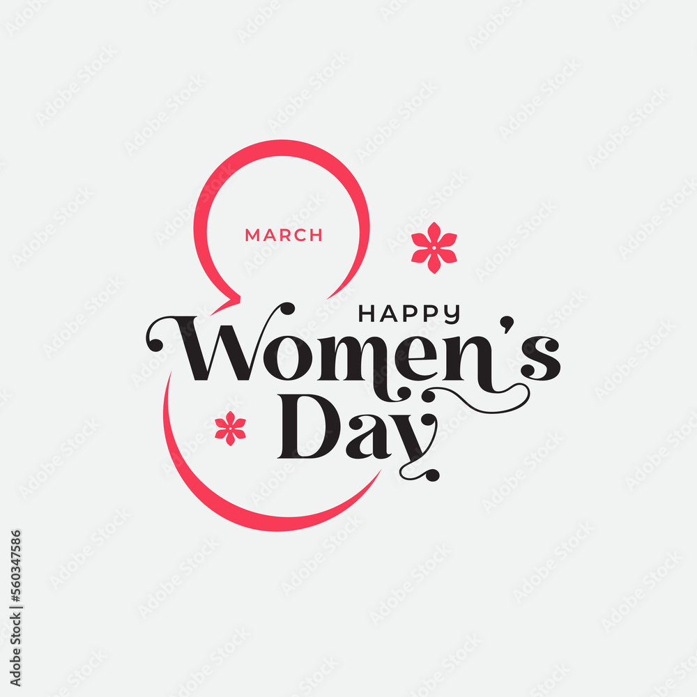 8th March Happy Women's Day Vector Text Typography Design Template