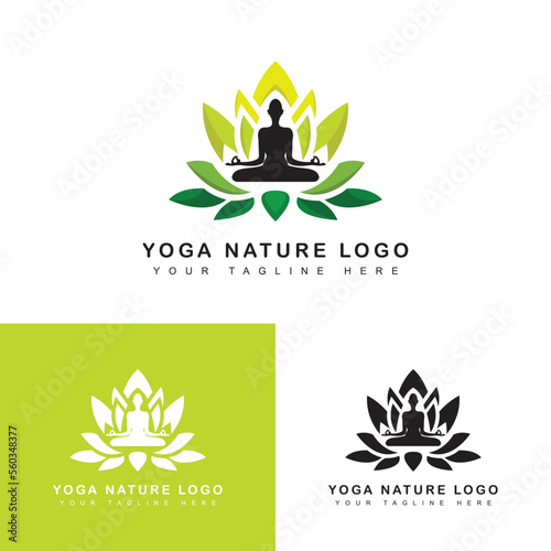 vector illustration of yoga logo for body health and beauty.