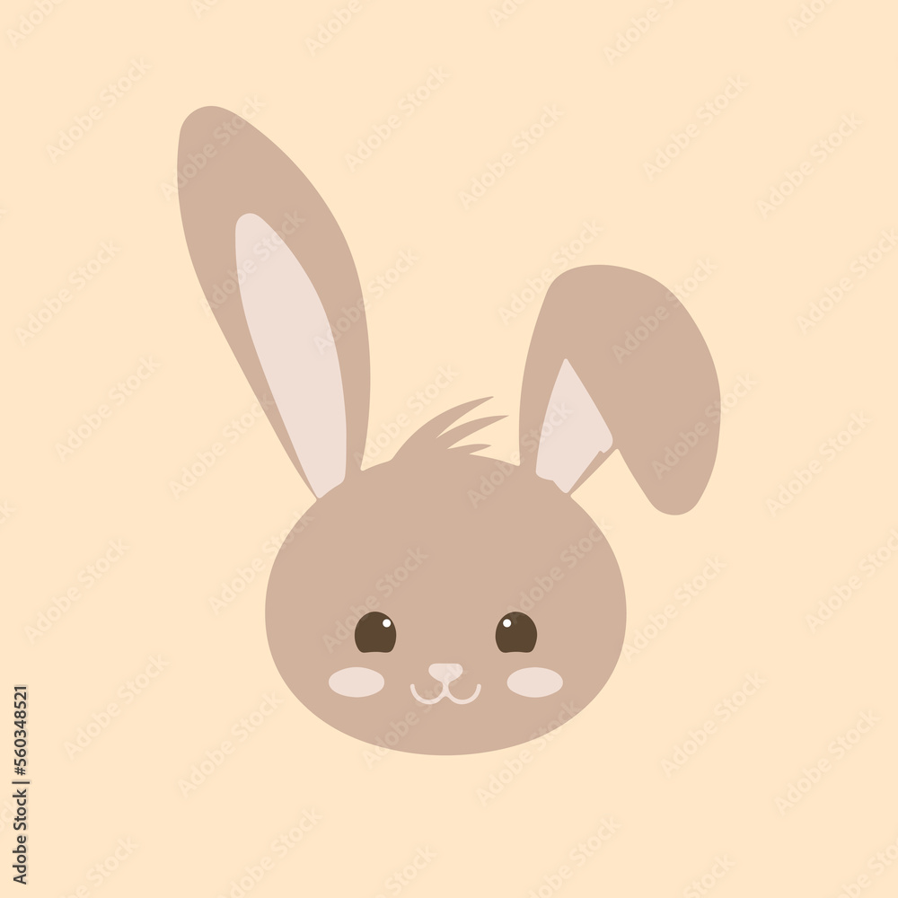 Obraz premium Easter bunny set in simple one line style. Rabbit icon. Black and white minimal concept vector illustration., Easter bunny in a color background vector illustration
