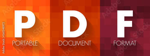 PDF - Portable Document Format acronym, technology concept background