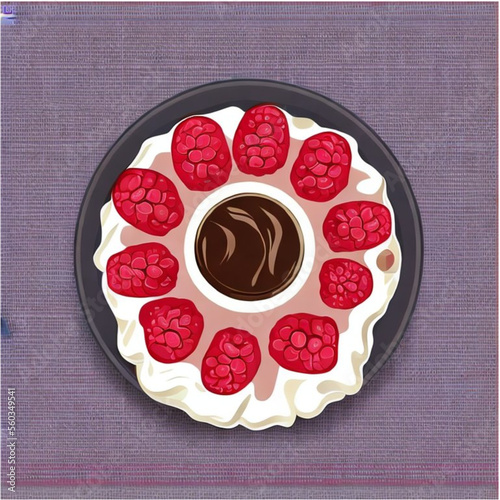 Himbeertorte mit Sahne und Kaffee