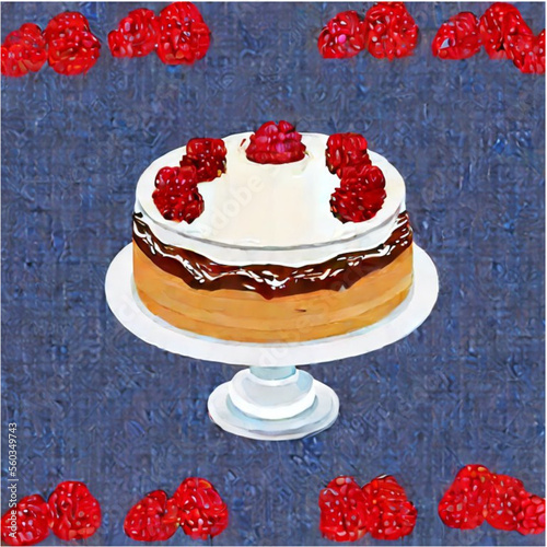 Himbeertorte mit Sahne und Kaffee