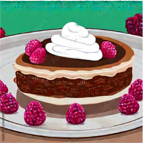 Himbeertorte mit Sahne und Kaffee
