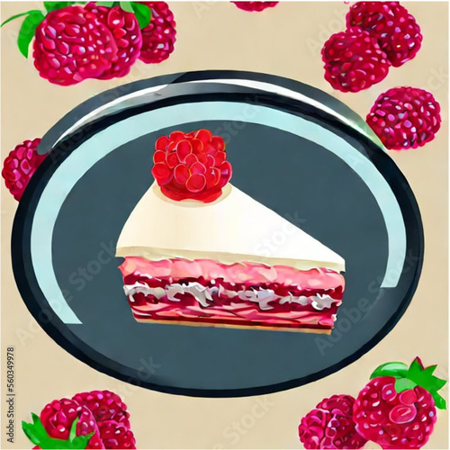 Himbeertorte mit Sahne und Kaffee