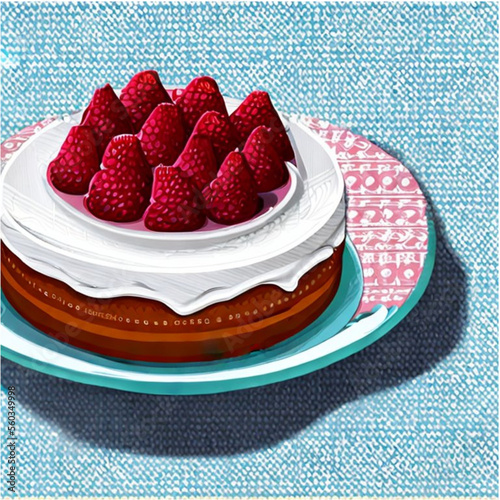 Himbeertorte mit Sahne und Kaffee