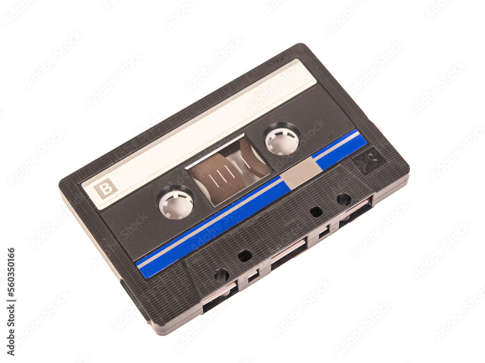 Vintage audio cassette isolated on transparent no background png.