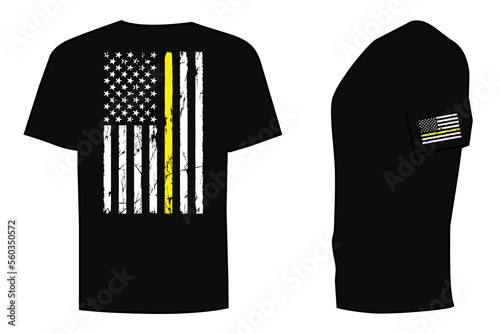 American Flag Yellow Line T Shirt Design