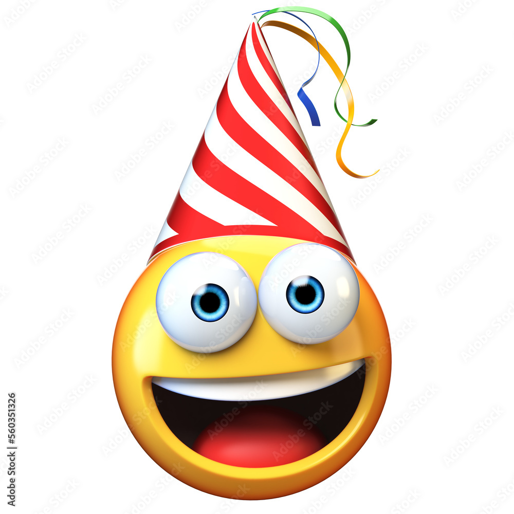 Celebration Emoji isolated on white background, emoticon with birthday ...