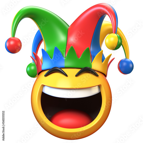Obraz na płótnie Jester emoji isolated on white background, joker emoticon 3d rendering