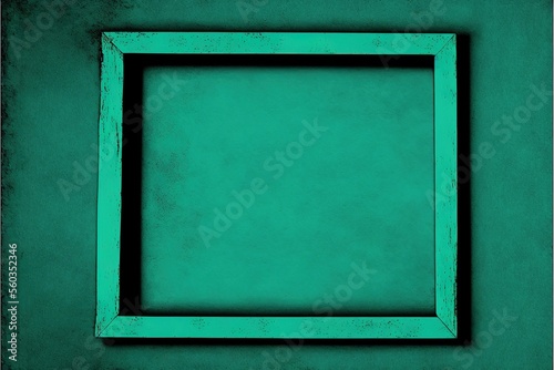 Green Frame Grunge Pattern Background Abstract Concrete Cement Old Paper Cotton Canvas Texture Retro Style Copy Space Design. Generative AI