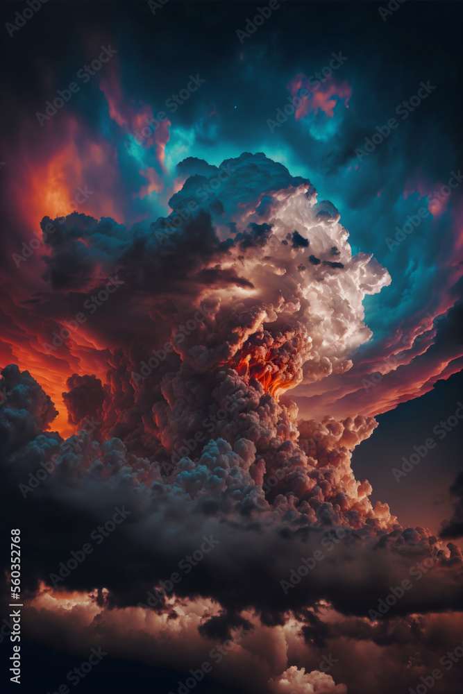 Spectacular sky with stormy clouds, Generative AI