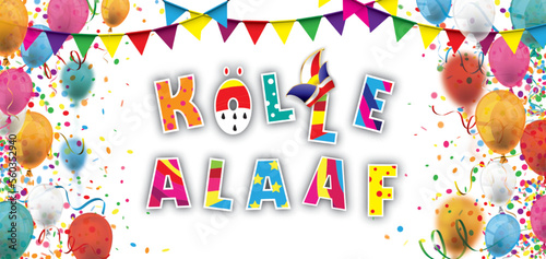 Kölle Alaaf Header mit bunten Luftballons und Girlanden
