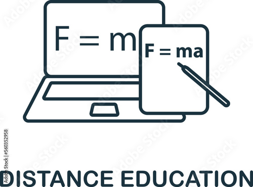 Distance Education icon. Monochrome simple New Normality icon for templates, web design and infographics