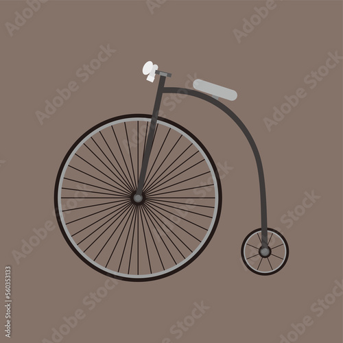 High Wheel Bycyle Illustration with Brown Background photo