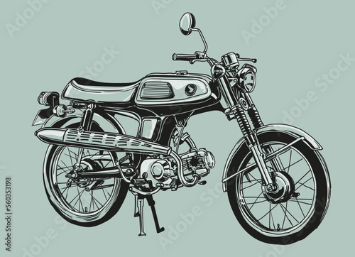 hand drawn classic motorcycle vector illustration