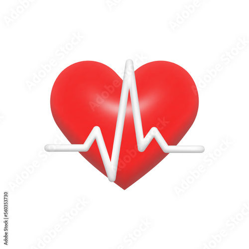 Heart 3d icon. Cardiology, tablet, heart attack, prescrition, cardiology, heart attack, treatment, doctor, hospital, patient, clinic. Healthcare concept. 3d illustration for Business and Advertising