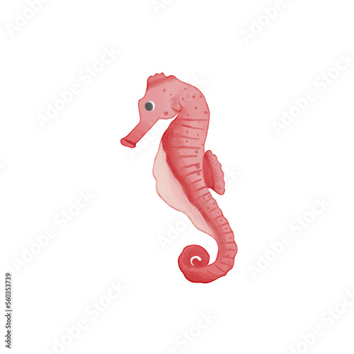 watercolor seahorse painting clip art, underwater animal illustration png