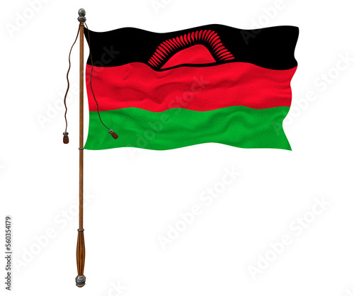 National flag of Malawi. Background with flag of Malawi