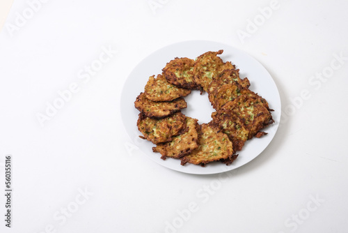 Traditional Turkish Zuccini Mucver isolated on white background