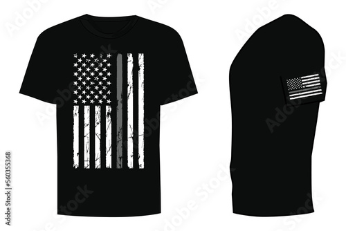 Patriotic Day Thin Gray Line T Shirt Design