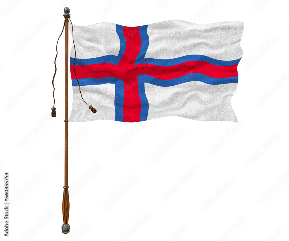 National flag of Faroe islands. Background  with flag of Faroe islands.