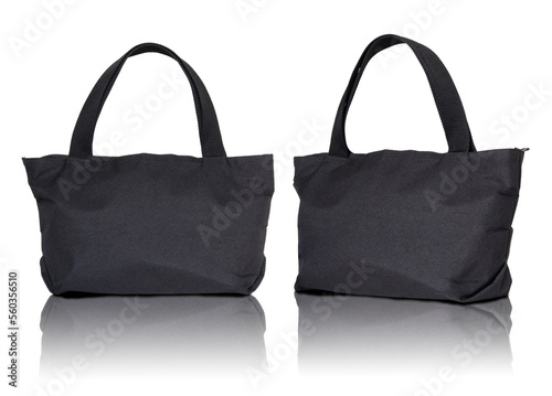 black cotton bag isolated with reflect floor for mockup