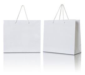 white paper bag isolated with reflect floor for mockup