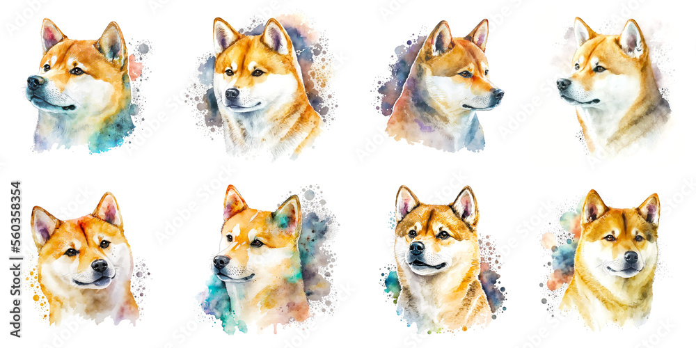Shiba Inu, dog, icon, animal, digital illustration, AI generated Shiba Inu, dog, icon, animal, digital illustration, AI generated