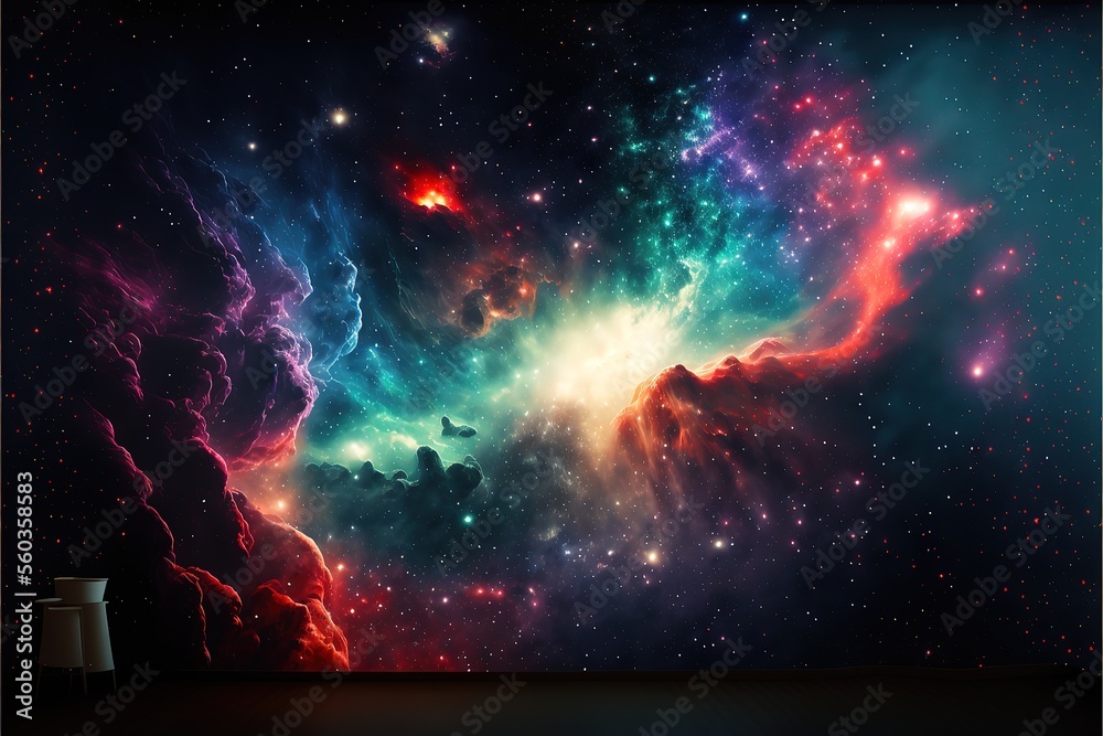 Beautiful galaxy somewhere in deep space. Cosmic wallpaper. Generative AI
