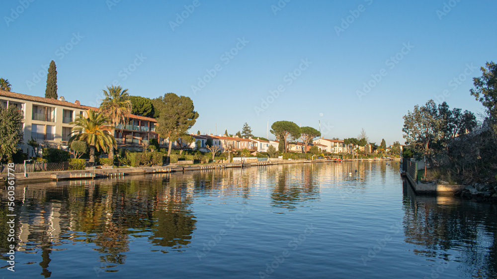 Port Grimaud house on river shore with yachts