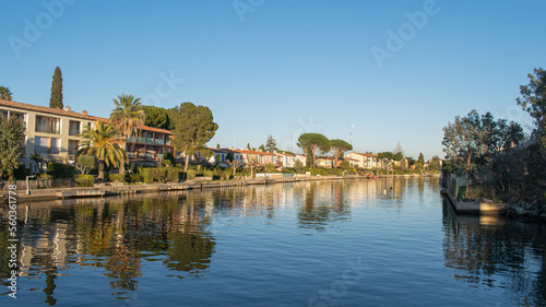 Port Grimaud house on river shore with yachts