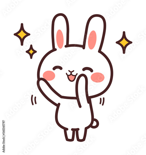 万歳する兎のかわいいキャラクター　イラスト素材