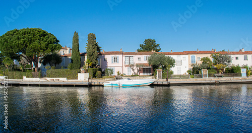 Port Grimaud house on river shore with yachts © Donatas