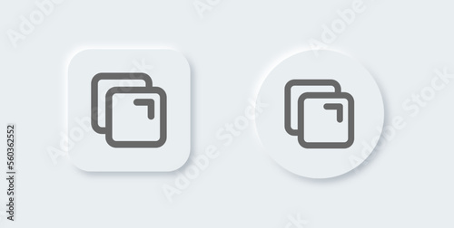 Copy line icon in neomorphic design style. Duplicate signs vector illustration.