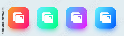 Copy solid icon in square gradient colors. Duplicate signs vector illustration.