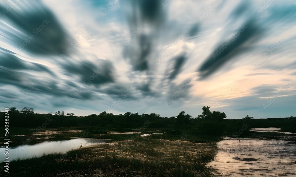Obraz premium sunset over the river