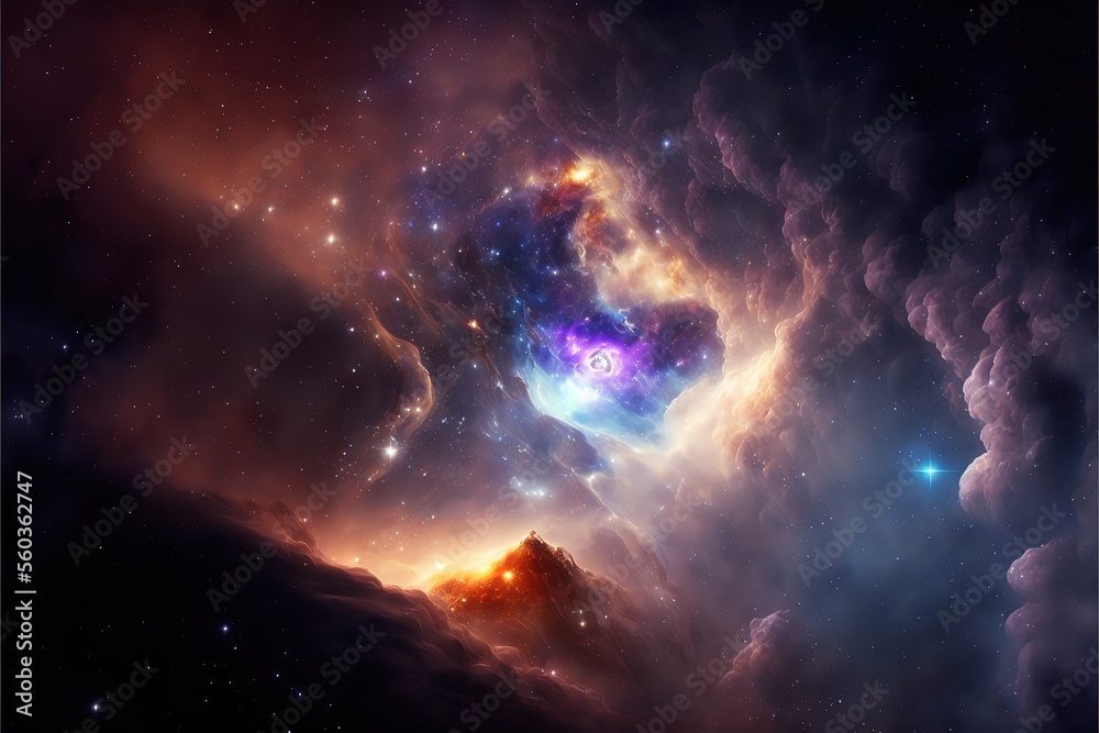 Deep Space Universe Beautiful Nebula.Universe filled with stars, nebula and galaxy.Space nebula, for use with projects on science, research, and education. Generative AI