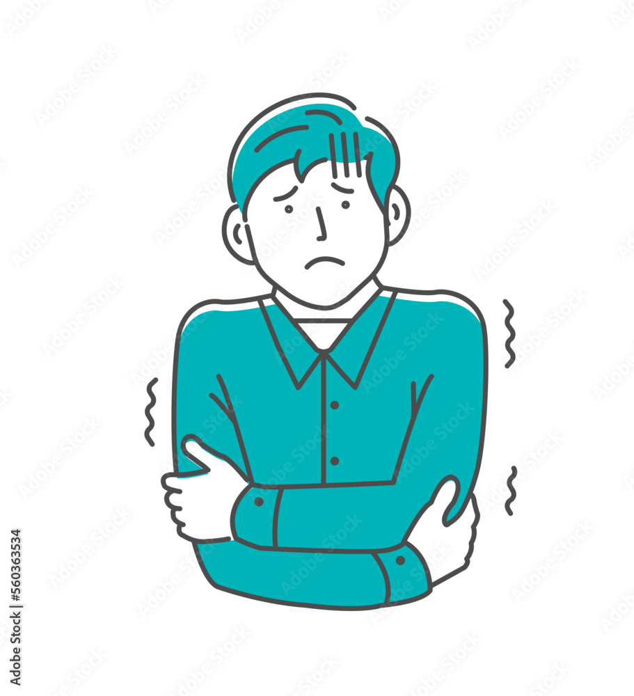 Vector illustration of a young man feeling cold Vector illustration of a young man feeling cold