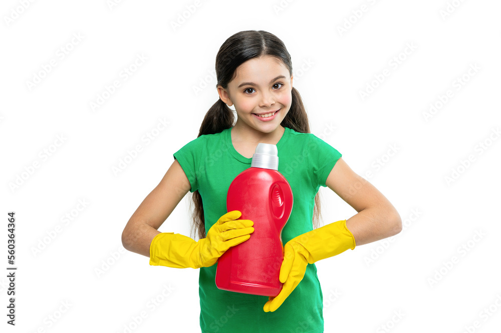 photo of girl with laundry detergent, presenting. girl with laundry detergent isolated on white. photo of girl with laundry detergent, presenting. girl with laundry detergent isolated on white.