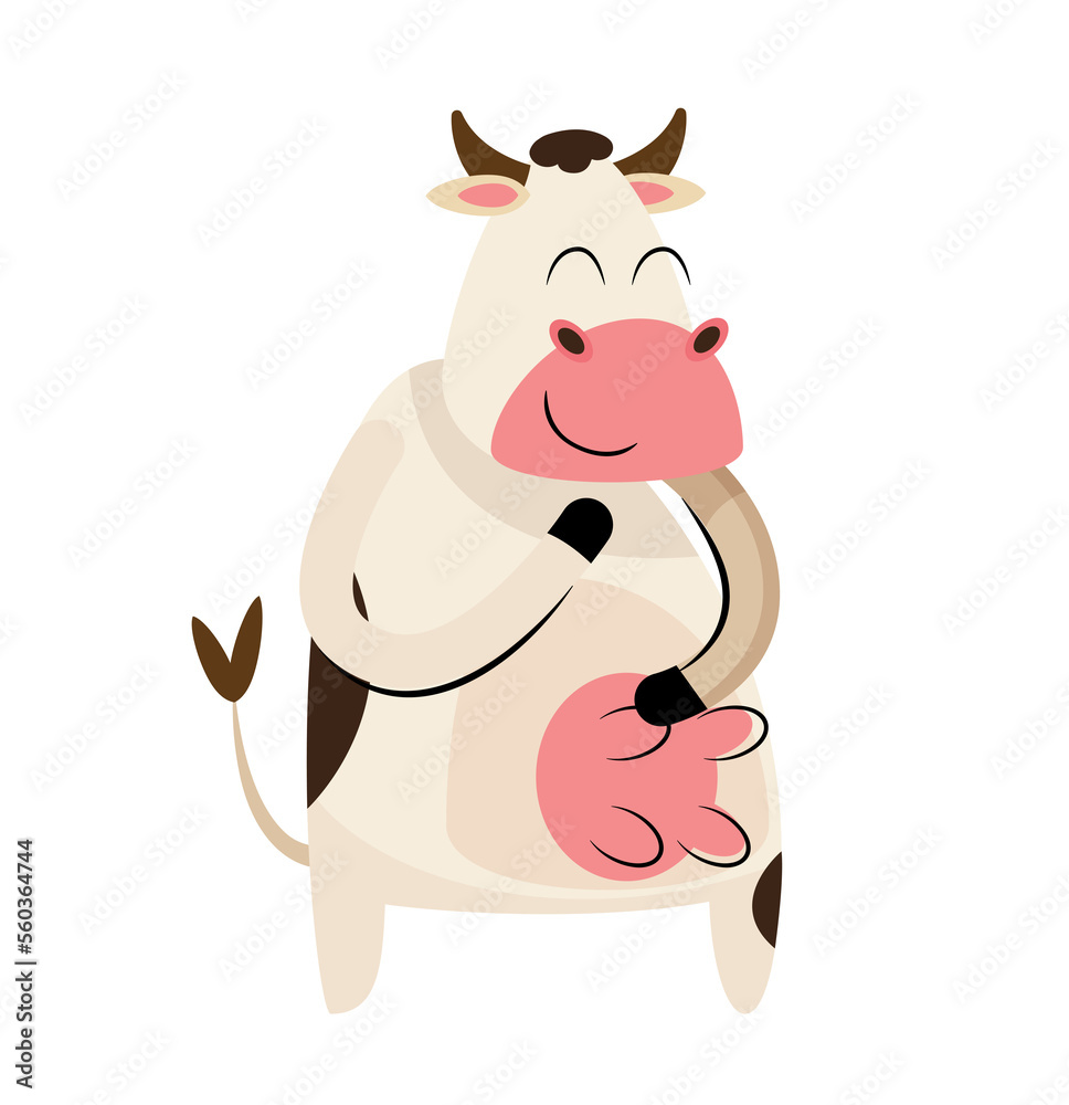 Fototapeta premium black and white cow cartoon character