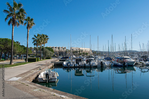 Port Cogolin hotel at the harbor with yachts