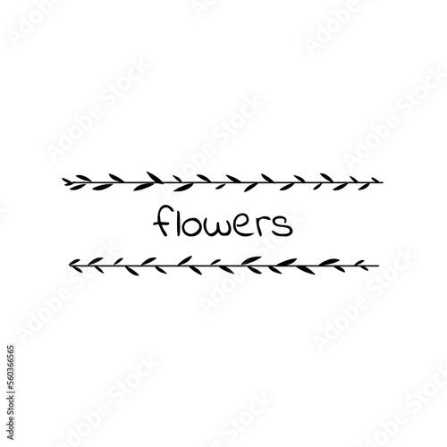 Floral hand drawn frame for your text. Outlined doodle flowers and leaves. Logo. Nature eco flower blank for post. Vector Illustration