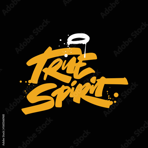 True spirit lettering vector illustration.hand drawn letters isolated on black background.decorative inscription.calligraphic font.modern typpography design for different uses