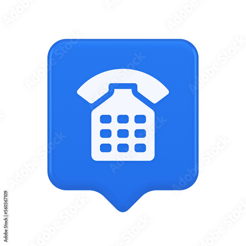 Phone call contact communication web button helpline hotline 3d realistic speech bubble icon