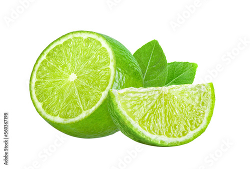 lime with leaf isolated on transparent png
