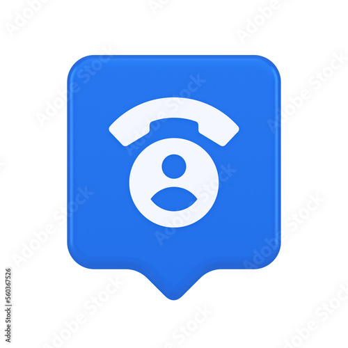Contact phone call voice communication button dialog assistance helpline consulting 3d speech bubble icon