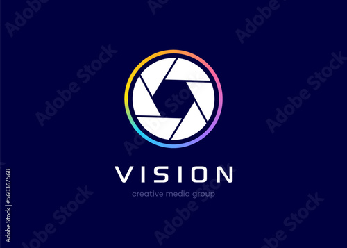 photography logo with lens icon app design concept | vector graphic illustration