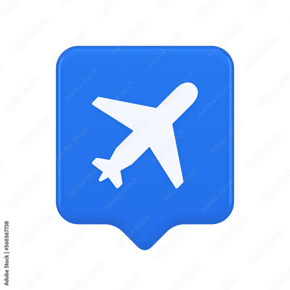 Airplane plane travel button flying vehicle commercial jet navigation 3d realistic speech bubble icon Airplane plane travel button flying vehicle commercial jet navigation 3d realistic speech bubble icon