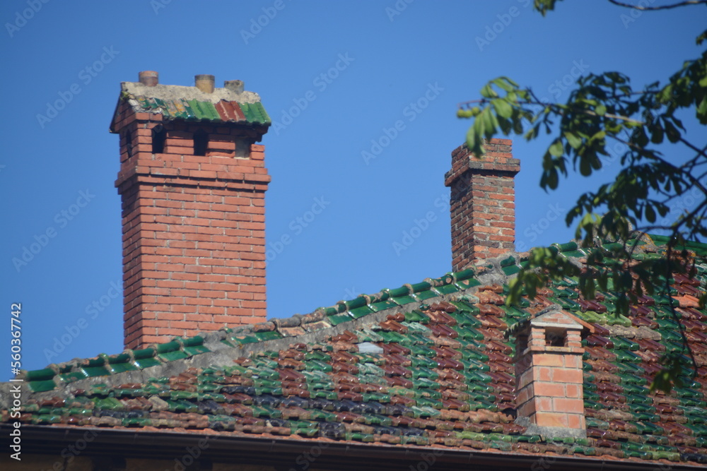 detalle de chimeneas en un tejado
