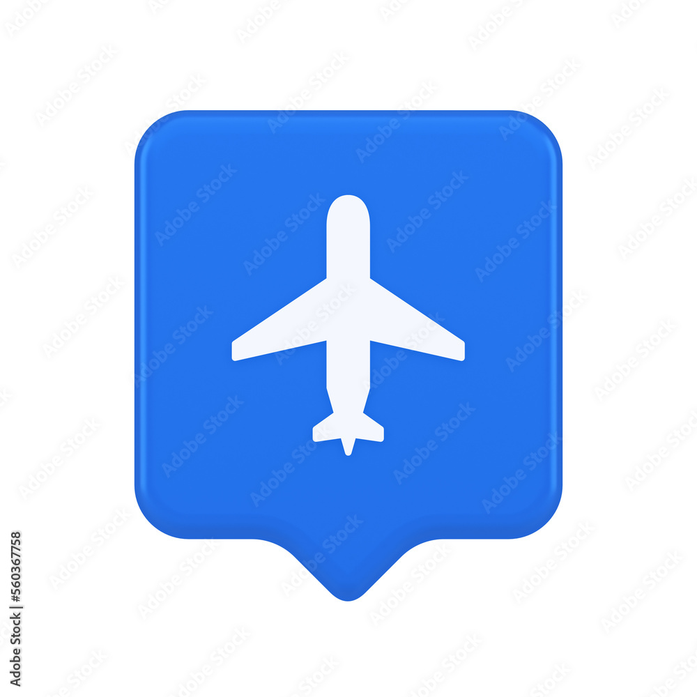 Airplane online check in button digital service passenger registration 3d realistic speech bubble icon